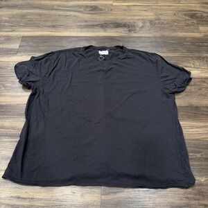 Free People Shirt Womens Large Charcoal Cotton Raw Hem Nina Tee Relaxed